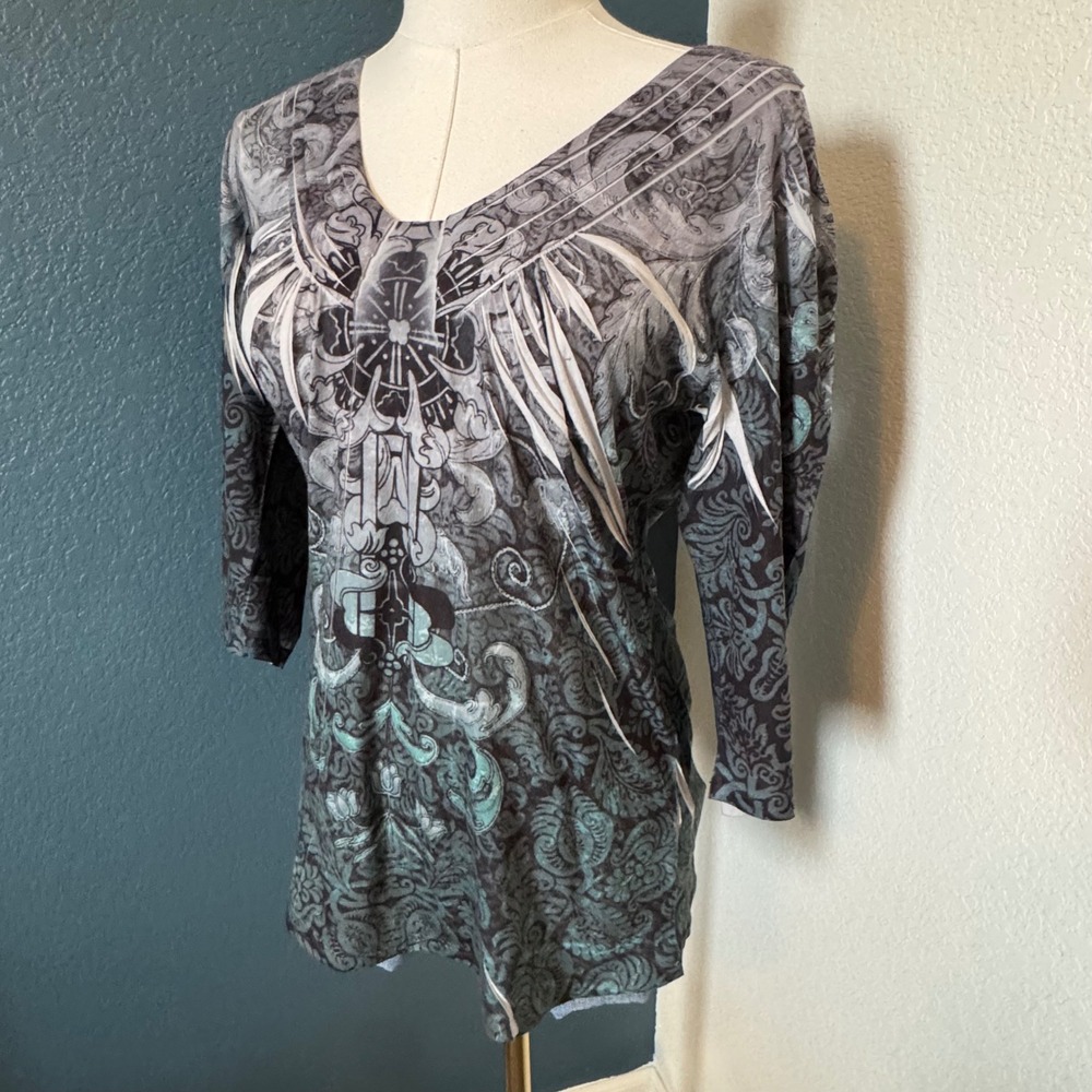 Y2K Cyber Grunge Love Amour Graphic Tee Size Small Grey